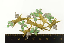 Load image into Gallery viewer, 14K Ornate Retro Jade Diamond Tree Motif Pin/Brooch Yellow Gold