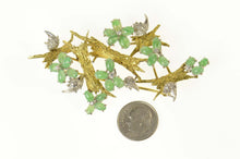 Load image into Gallery viewer, 14K Ornate Retro Jade Diamond Tree Motif Pin/Brooch Yellow Gold