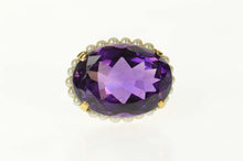 Load image into Gallery viewer, 18K Oval Amethyst Pearl Halo Victorian Statement Pin/Brooch Yellow Gold