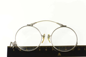 14K Art Deco Ornate Etched Opera Glasses White Gold