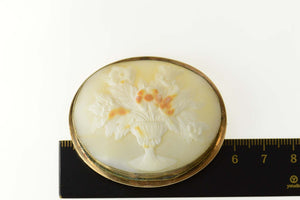 14K Victorian Floral Bouquet Still Life Cameo Pin/Brooch Yellow Gold