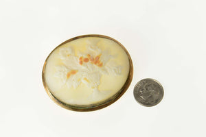 14K Victorian Floral Bouquet Still Life Cameo Pin/Brooch Yellow Gold