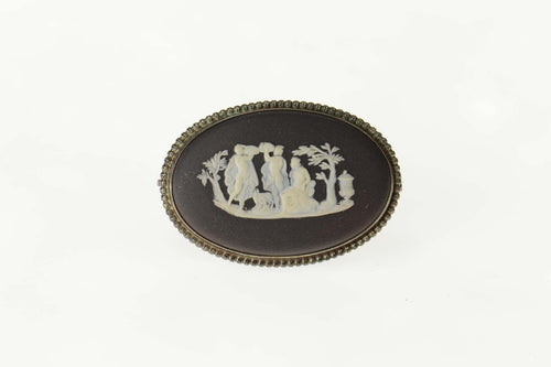 Sterling Silver 1969 Wedgewood Greek Myth Scene Cameo Pin/Brooch