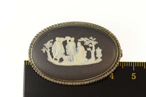 Sterling Silver 1969 Wedgewood Greek Myth Scene Cameo Pin/Brooch