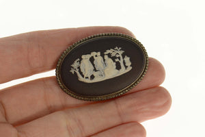 Sterling Silver 1969 Wedgewood Greek Myth Scene Cameo Pin/Brooch