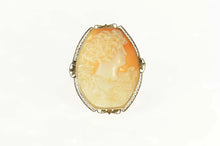 Load image into Gallery viewer, 14K Victorian Carved Lady Ornate Statement Pin/Brooch Yellow Gold