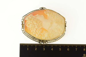 14K Victorian Carved Lady Ornate Statement Pin/Brooch Yellow Gold