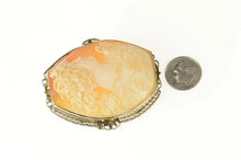 Load image into Gallery viewer, 14K Victorian Carved Lady Ornate Statement Pin/Brooch Yellow Gold