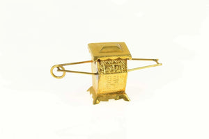 14K 3D Chinese Litter Hand Held Royal Carriage Charm/Pendant Yellow Gold