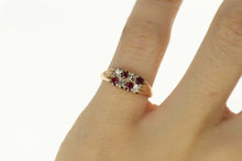 Load image into Gallery viewer, 14K Old Mine Cut Natural Ruby &amp; Diamond Classic Ring Size 5 Yellow Gold