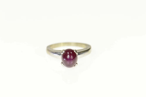 14K 2.42 Ct Natural Star Ruby Cabochon Baby Ring Size 1.25 White Gold
