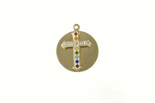 Gold Filled Cross of Color Order of Rainbow Service Charm/Pendant