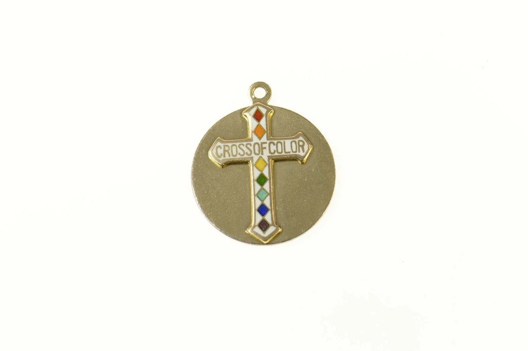 Gold Filled Cross of Color Order of Rainbow Service Charm/Pendant