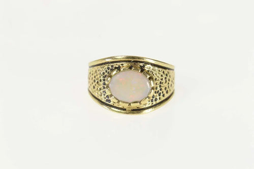 14K Ornate Natural Opal Graduated Statement Ring Size 7.25 Yellow Gold