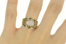 Load image into Gallery viewer, 14K Ornate Natural Opal Graduated Statement Ring Size 7.25 Yellow Gold