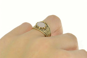 14K Ornate Natural Opal Graduated Statement Ring Size 7.25 Yellow Gold