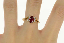 Load image into Gallery viewer, 18K 1.10 Ctw Pear Ruby Diamond Engagement Ring Size 9 Yellow Gold