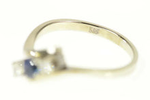 Load image into Gallery viewer, 14K 0.60 Ctw Sapphire Diamond Bypass Engagement Ring Size 8 White Gold