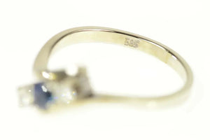 14K 0.60 Ctw Sapphire Diamond Bypass Engagement Ring Size 8 White Gold