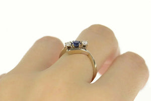 14K 0.60 Ctw Sapphire Diamond Bypass Engagement Ring Size 8 White Gold