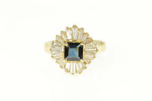 Load image into Gallery viewer, 14K 2.84 Ctw Sapphire Ballerina Diamond Halo Ring Size 6.75 Yellow Gold