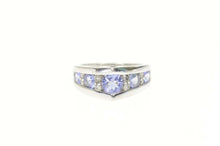 Load image into Gallery viewer, 14K Pointed Tanzanite Diamond Chevron Engagement Ring Size 5 White Gold