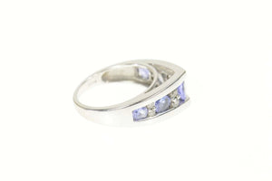 14K Pointed Tanzanite Diamond Chevron Engagement Ring Size 5 White Gold