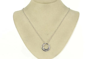 14K 0.37 Ctw Diamond Circle Journey Symbol Chain Necklace 18" White Gold