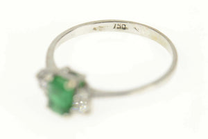 18K 0.47 Ctw Natural Emerald Diamond Engagement Ring Size 5.5 White Gold