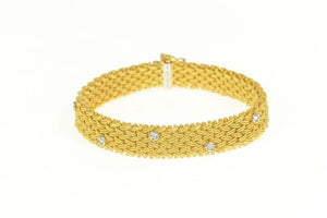18K La Pepita 0.76 Ctw Diamond Woven Chain Bracelet 7.25" Yellow Gold