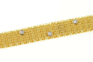 18K La Pepita 0.76 Ctw Diamond Woven Chain Bracelet 7.25" Yellow Gold