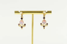 Load image into Gallery viewer, 14K Victorian Pearl Amethyst Sim. Opal Dangle Earrings Yellow Gold