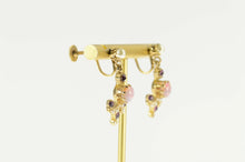 Load image into Gallery viewer, 14K Victorian Pearl Amethyst Sim. Opal Dangle Earrings Yellow Gold