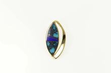 Load image into Gallery viewer, 14K Turquoise Lapis Lazuli Geometric Statement Pendant Yellow Gold