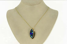 Load image into Gallery viewer, 14K Turquoise Lapis Lazuli Geometric Statement Pendant Yellow Gold