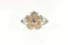 Load image into Gallery viewer, Sterling Silver Pave Encrusted Flower Two Tone Spinner Ring Size 10.25