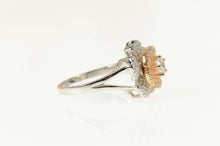 Load image into Gallery viewer, Sterling Silver Pave Encrusted Flower Two Tone Spinner Ring Size 10.25