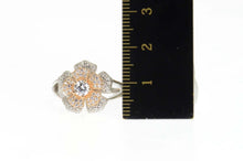 Load image into Gallery viewer, Sterling Silver Pave Encrusted Flower Two Tone Spinner Ring Size 10.25