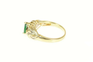 14K 0.91 Ctw Natural Emerald Diamond Engagement Ring Size 7.25 Yellow Gold