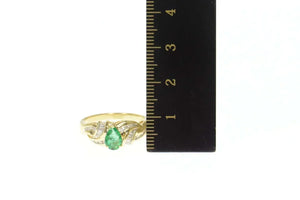 14K 0.91 Ctw Natural Emerald Diamond Engagement Ring Size 7.25 Yellow Gold