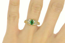 Load image into Gallery viewer, 14K 0.91 Ctw Natural Emerald Diamond Engagement Ring Size 7.25 Yellow Gold