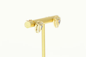 14K Trillion Tanzanite Diamond Halo Stud Earrings Yellow Gold