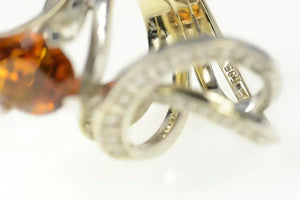 14K 6.16 Ctw Citrine Diamond Modernist Statement Ring Size 6.5 White Gold