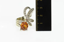 Load image into Gallery viewer, 14K 6.16 Ctw Citrine Diamond Modernist Statement Ring Size 6.5 White Gold