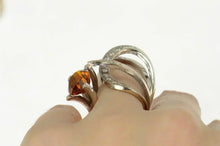 Load image into Gallery viewer, 14K 6.16 Ctw Citrine Diamond Modernist Statement Ring Size 6.5 White Gold