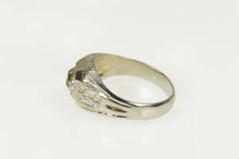 Load image into Gallery viewer, 18K Art Deco Etched White Sapphire Statement Ring Size 7.75 White Gold