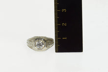 Load image into Gallery viewer, 18K Art Deco Etched White Sapphire Statement Ring Size 7.75 White Gold