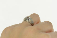 Load image into Gallery viewer, 18K Art Deco Etched White Sapphire Statement Ring Size 7.75 White Gold