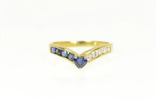 Load image into Gallery viewer, 18K 1.00 Ctw Heart Sapphire Diamond Chevron Ring Size 8 Yellow Gold