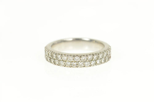 18K 0.90 Ctw Pave Tiered Diamond Wedding Band Ring Size 6.25 White Gold